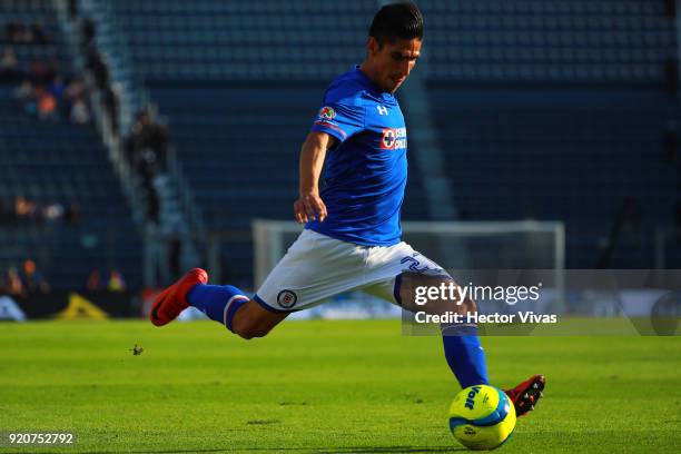 Jose Madueña of Cruz Azul drives the ball during the 8th round match between Cruz Azul and Puebla as part of the Torneo Clausura 2018 Liga MX at Azul...