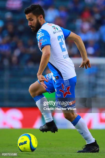 Jose Guerrero of Puebla drives the ball during the 8th round match between Cruz Azul and Puebla as part of the Torneo Clausura 2018 Liga MX at Azul...