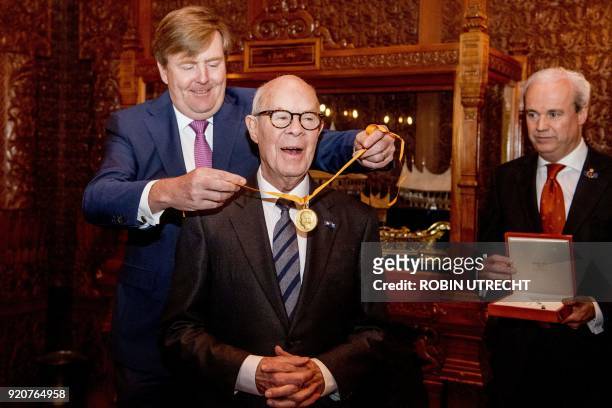 Dutch choreographer Hans van Manen receives a honorary medal of Art and Science of the Order of the House of Orange from Dutch king Willem-Alexander...