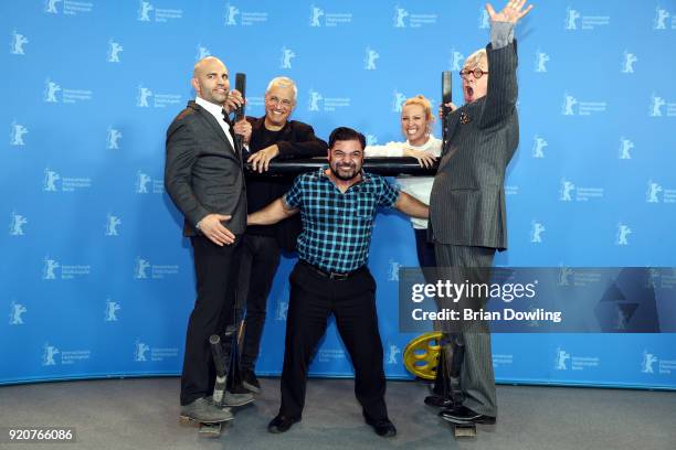 James Wilks, Louie Psihoyos, Germany's strongest man Patrik Baboumian, Dotsie Bausch and Joseph Pace pose at the 'The Game Changers' photo call...