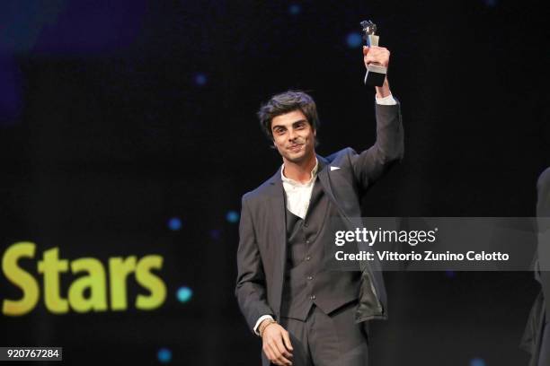 Irakli Kvirikadze receives the award at the European Shooting Stars 2018 award ceremony and '3 Days in Quiberon' premiere during the 68th Berlinale...