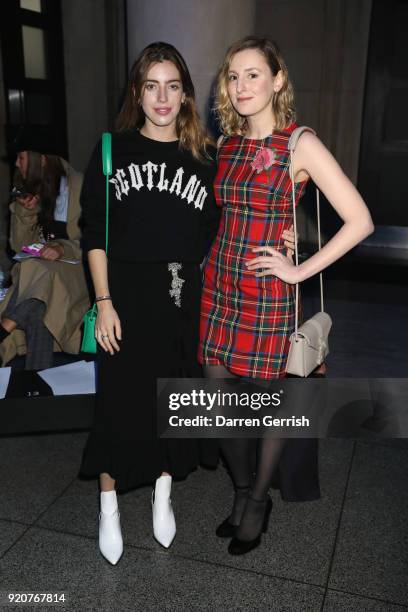 Clara McGregor and Laura Carmichael attend the Christopher Kane show during London Fashion Week February 2018 at Tate Britian on February 19, 2018 in...