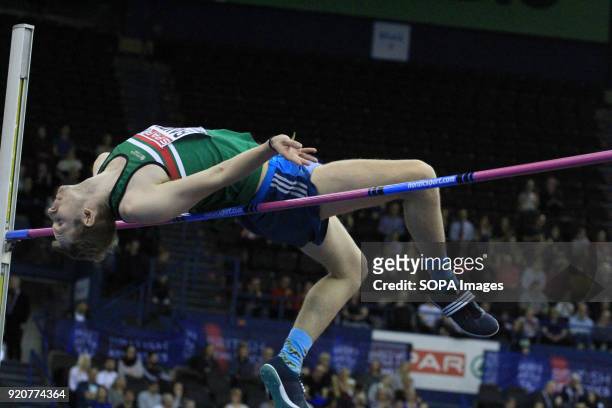 Chris Baker competes during the Men's high jump at the British Indoor Championships in Birmingham.
