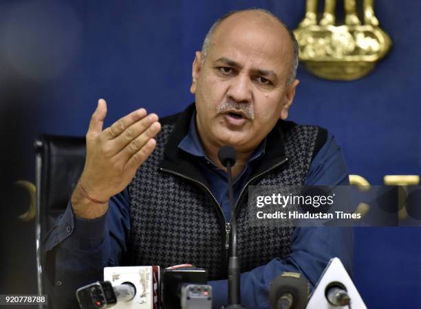 Delhi Deputy Chief Minister Manish Sisodia announces new education policy during summer vacations for schools in Delhi during a press conference at...