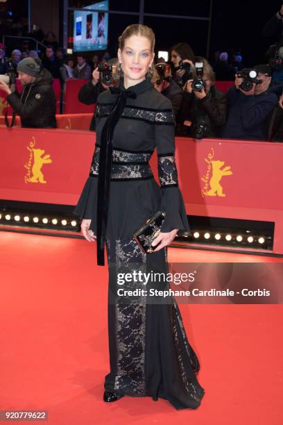 Marie Baeumer attends the '3 Days in Quiberon' premiere during the 68th Berlinale International Film Festival Berlin at Berlinale Palast on February...