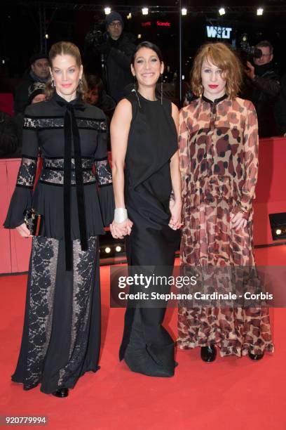 Marie Baeumer, Emily Atef and Birgit Minichmayr attend the '3 Days in Quiberon' premiere during the 68th Berlinale International Film Festival Berlin...