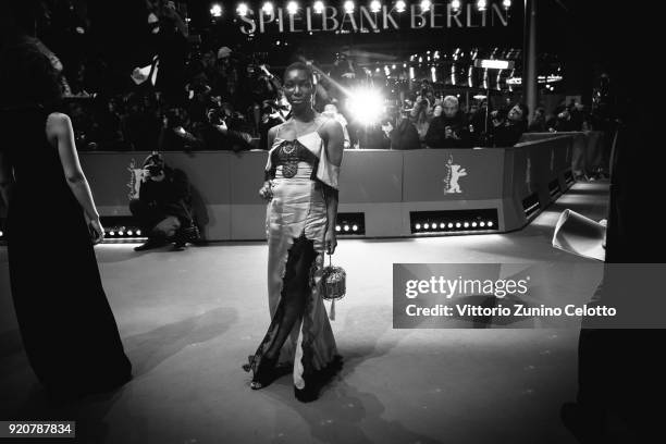 Michaela Coel attends the '3 Days in Quiberon' premiere during the 68th Berlinale International Film Festival Berlin at Berlinale Palast on February...