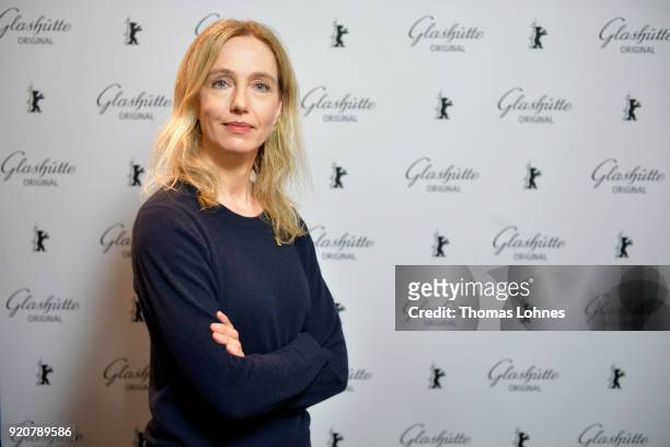 Ursina Lardi attends the Glashuette Original Lounge at The 68th Berlinale International Film Festival at Grand Hyatt Hotel on February 19, 2018 in...