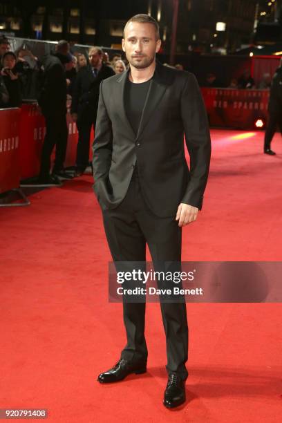 Matthias Schoenaerts attends the European premiere of "Red Sparrow" at Vue West End on February 19, 2018 in London, England.