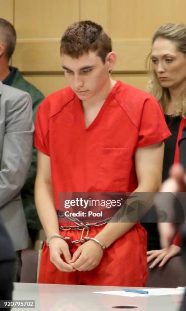 Nikolas Cruz appears in court for a status hearing before Broward Circuit Judge Elizabeth Scherer on February 19, 2018 in Ft. Lauderdale, Florida....