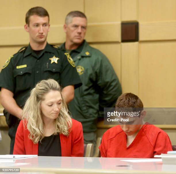 Nikolas Cruz appears in court for a status hearing before Broward Circuit Judge Elizabeth Scherer on February 19, 2018 in Ft. Lauderdale, Florida....
