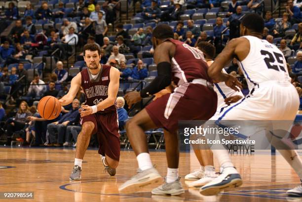 Southern Illinois Salukis guard Tyler Smithpeters passes the ball during the Missouri Valley Conference college basketball game between the Southern...