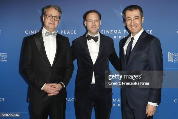 Gabor Steingart, Jaka Bizilj and Cem Oezdemir attend the Cinema For Peace Gala on the occasion of the 68th Berlinale International Film Festival at...