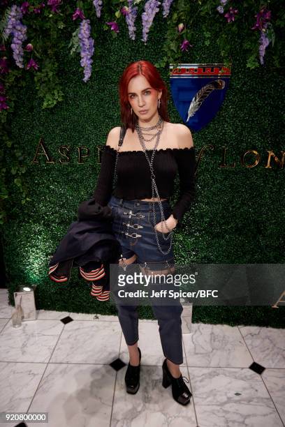 Nikita Andrianova attends the Aspinal of London Presentation during London Fashion Week February 2018 at Regent Street on February 19, 2018 in...