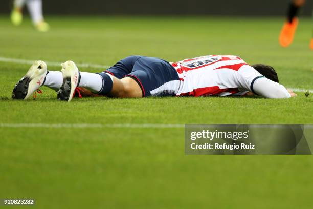 Rodolfo Pizarro of Chivas reacts during the 8th round match between Chivas and Pachuca as part of the Torneo Clausura 2018 Liga MX at Akron Stadium...