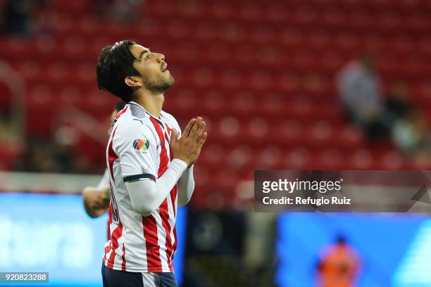 Rodolfo Pizarro of Chivas reacts during the 8th round match between Chivas and Pachuca as part of the Torneo Clausura 2018 Liga MX at Akron Stadium...