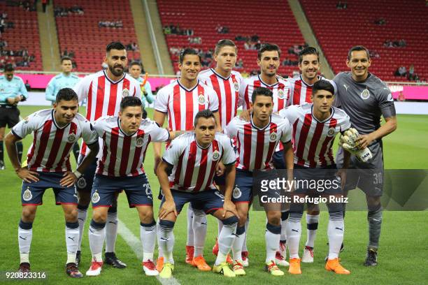 Players of Chivas pose prior the match between Chivas and Pachuca as part of the Torneo Clausura 2018 Liga MX at Akron Stadium on February 17, 2018...