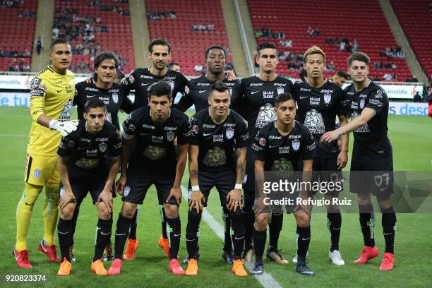 Players of Pachuca pose prior the match between Chivas and Pachuca as part of the Torneo Clausura 2018 Liga MX at Akron Stadium on February 17, 2018...