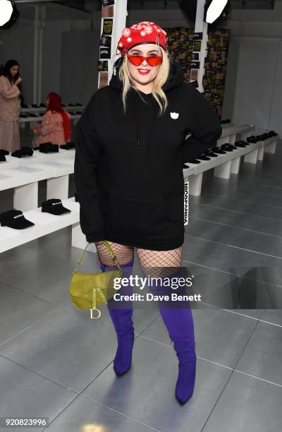 Felicity Hayward attends the Nicopanda show during London Fashion Week February 2018 at TopShop Show Space on February 19, 2018 in London, England.