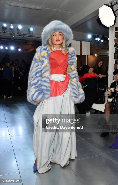Soki Mak attends the Nicopanda show during London Fashion Week February 2018 at TopShop Show Space on February 19, 2018 in London, England.