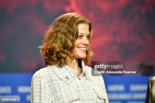 Marie Baeumer is seen at the '3 Days in Quiberon' press conference during the 68th Berlinale International Film Festival Berlin at Grand Hyatt Hotel...