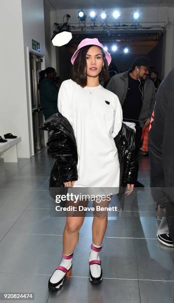 Sinead Harnett attends the Nicopanda show during London Fashion Week February 2018 at TopShop Show Space on February 19, 2018 in London, England.