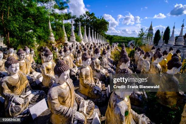 Thousands of small Buddha statues are located below Laykyun Sekkya Buddha in Maha Bodhi Ta Htaung near Khatakan Taung village.