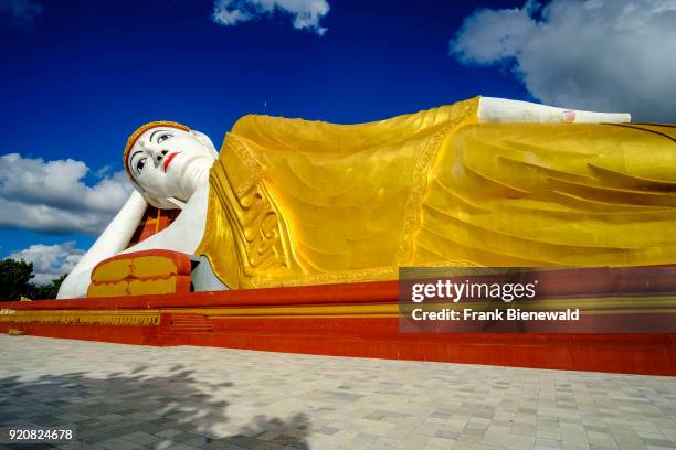 The 101 meters long Reclining Buddha statue is located in Maha Bodhi Ta Htaung near Khatakan Taung village.