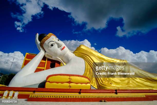 The 101 meters long Reclining Buddha statue is located in Maha Bodhi Ta Htaung near Khatakan Taung village.