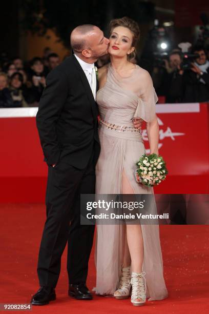 Actors Filippo Nigro and Carolina Crescentini attend the "Oggi Sposi" Premiere during day 6 of the 4th Rome International Film Festival held at the...