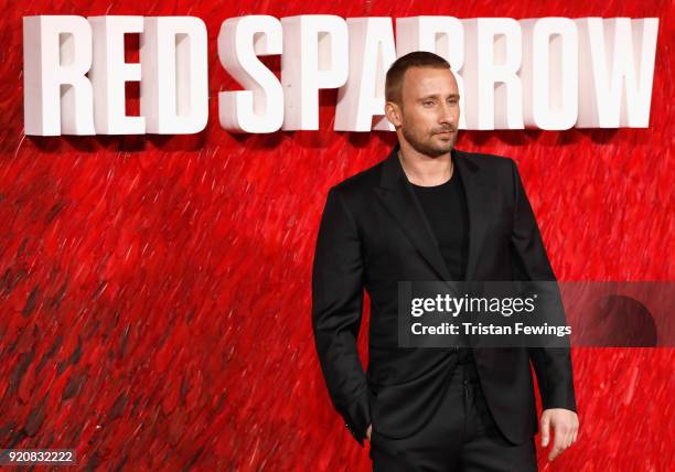 Matthias Schoenaerts attends the "Red Sparrow" European premiere at the Vue West End on February 19, 2018 in London, England.