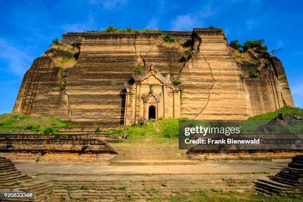 The cracked brick base of the unfinished Mingun Paya Pagoda in Mingun.