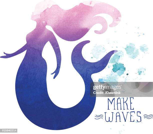 black and white mermaid silhouette - mermaid stock illustrations