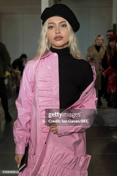 Alice Chater attends the Nicopanda show during London Fashion Week February 2018 at TopShop Show Space on February 19, 2018 in London, England.