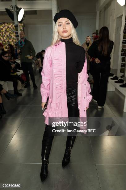 Alice Chater attends the Nicopanda show during London Fashion Week February 2018 at TopShop Show Space on February 19, 2018 in London, England.