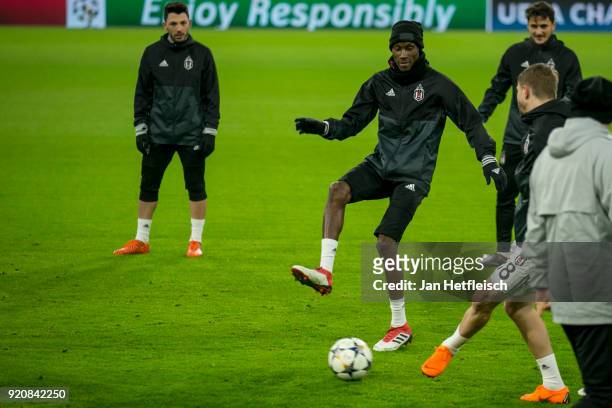 Atiba Hutchinson of Besiktas Istanbul during a training session ahead the UEFA Campions League match against FC Bayern Muenchen at Allianz Arena on...