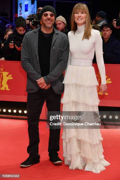 Jose Padilha and Rosamund Pike attend the '7 Days in Entebbe' premiere during the 68th Berlinale International Film Festival Berlin at Berlinale...