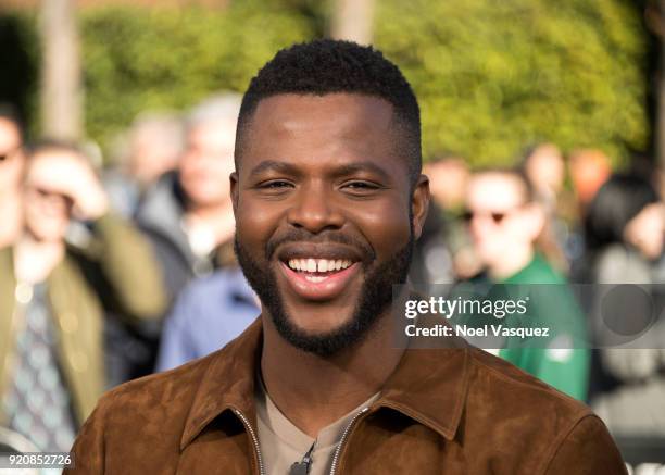 Winston Duke visits "Extra" at Universal Studios Hollywood on February 19, 2018 in Universal City, California.