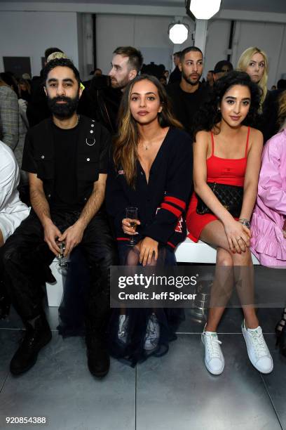 Amir Amor, Jade Thirwall and Kara Marni attend the Nicopanda FW18 LFW Show during London Fashion Week February 2018 at TopShop Show Space on February...