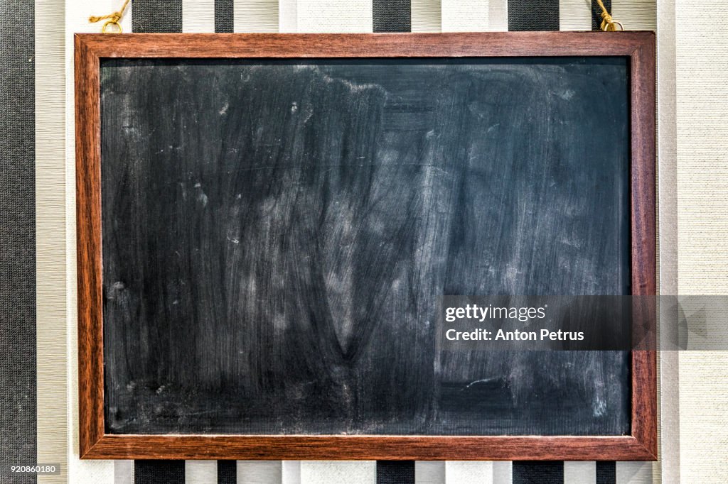 Blank blackboard in the kitchen