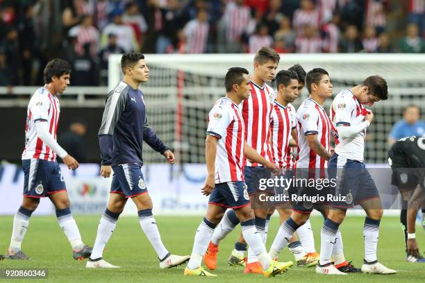 Players of Chivas leave the field at the end of the 8th round match between Chivas and Pachuca as part of the Torneo Clausura 2018 Liga MX at Akron...