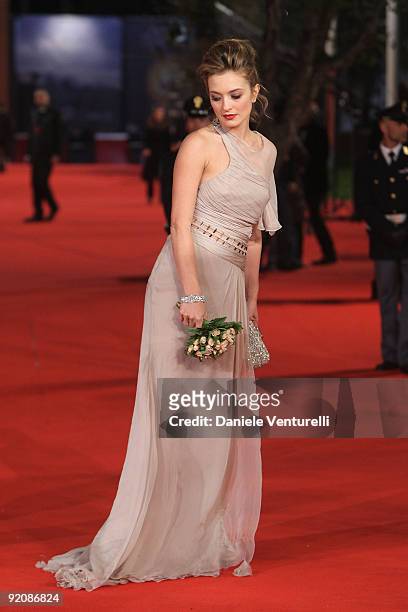 Actress Carolina Crescentini attends the "Oggi Sposi" Premiere during day 6 of the 4th Rome International Film Festival held at the Auditorium Parco...