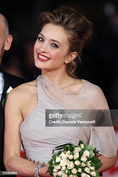 Actress Carolina Crescentini attends the "Oggi Sposi" Premiere during day 6 of the 4th Rome International Film Festival held at the Auditorium Parco...