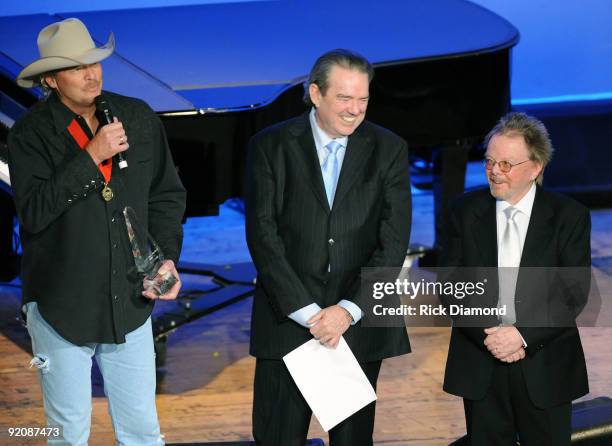 Singer/Songwriters Alan Jackson, Jimmy Webb and Paul Williams at the the 47th annual ASCAP Country Music Awards at the Ryman Auditorium on October...