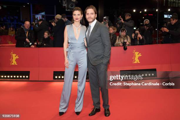 Daniel Bruehl and his girlfriend Felicitas Rombold attend the '7 Days in Entebbe' premiere during the 68th Berlinale International Film Festival...