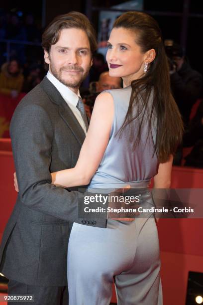 Daniel Bruehl and his girlfriend Felicitas Rombold attend the '7 Days in Entebbe' premiere during the 68th Berlinale International Film Festival...