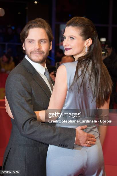 Daniel Bruehl and his girlfriend Felicitas Rombold attend the '7 Days in Entebbe' premiere during the 68th Berlinale International Film Festival...