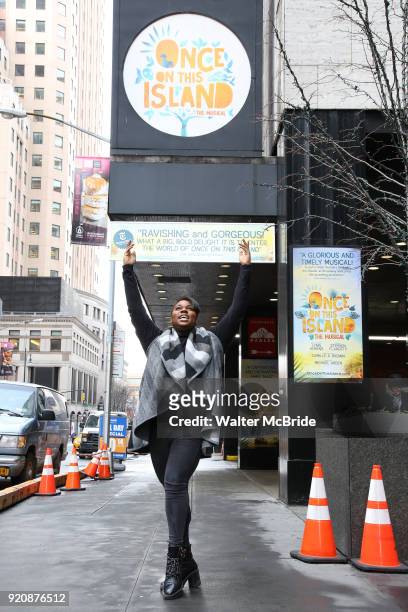 Alex Newell during his Broadway debut photo shoot for 'Once On This Island' on February 19, 2018 at Circle in the Square Theatre in New York City.