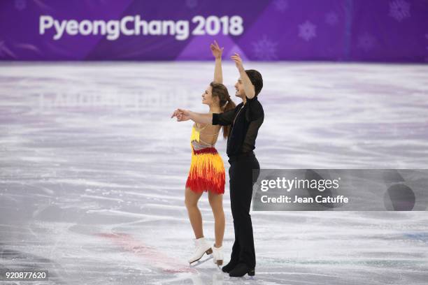 Kavita Lorenz and Joti Polizoakis of Germany during the Figure Skating Ice Dance Short Dance program on day ten of the PyeongChang 2018 Winter...