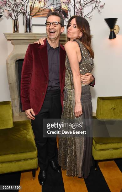 Federico Marchetti and Alison Loehnis attend a cocktail party in honour of Alison Loehnis' 10 year anniversary at NET-A-PORTER on February 19, 2018...